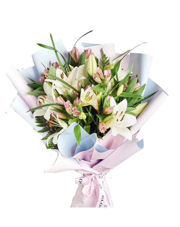  white Lillies  bouquet