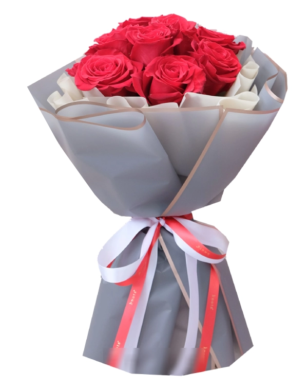 red roses hand bouquet