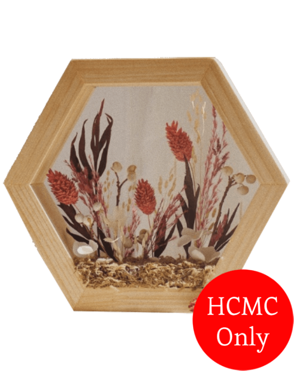 Handmade dried flower frame - Hexagon