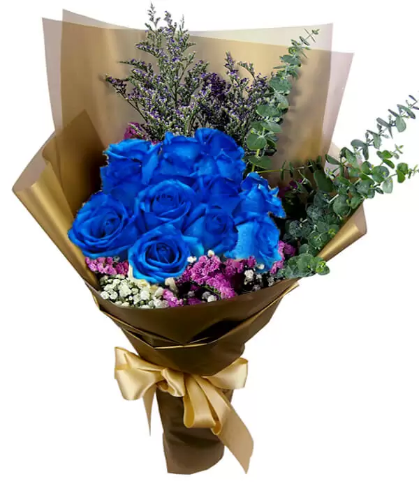 1 Dozen Spary Blue Roses in Bouquet