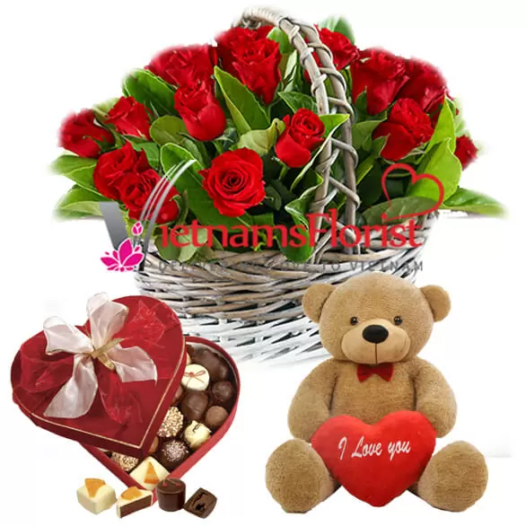 Flowers I Love You Con Chocolate Red